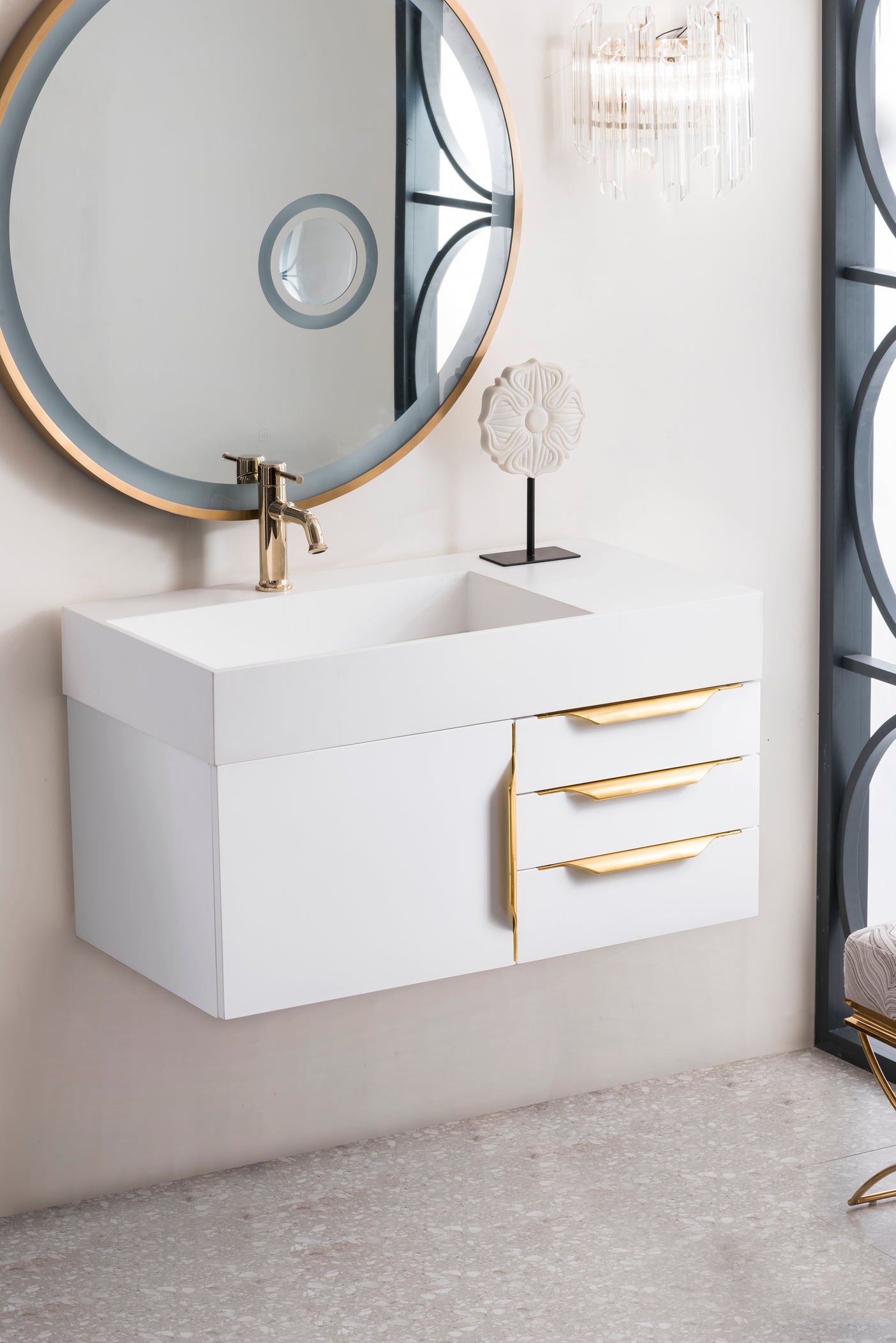 glossy white vanity