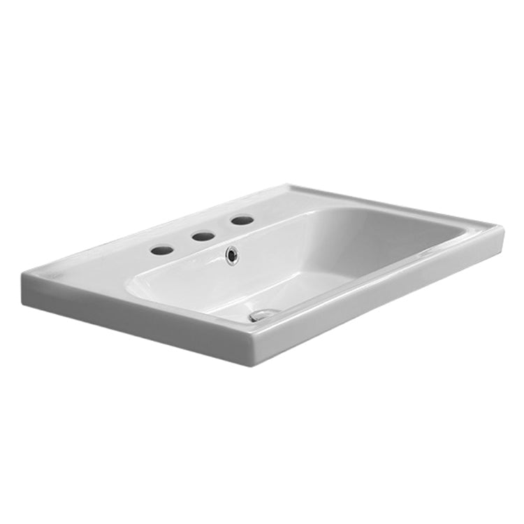 Nameeks Frame 23-5/8" Ceramic Wall Mounted/Drop in Bathroom Sink with One Faucet Hole - Includes Overflow