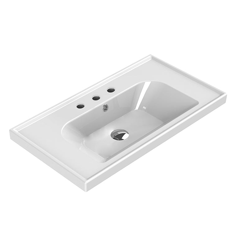 Nameeks Frame 31-1/2" Ceramic Wall Mounted/Drop in Bathroom Sink with One Faucet Hole - Includes Overflow
