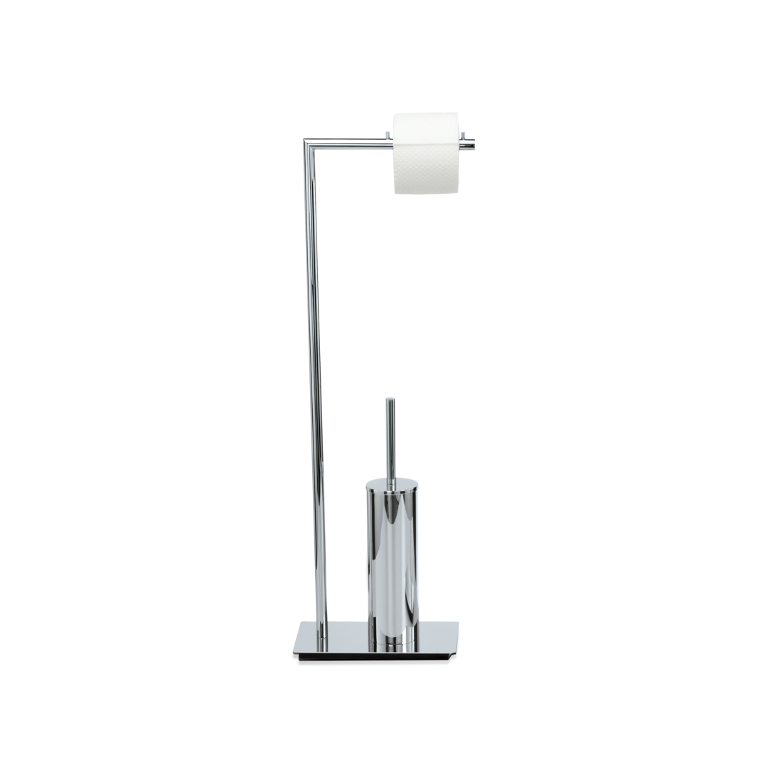 chrome toilet brush set