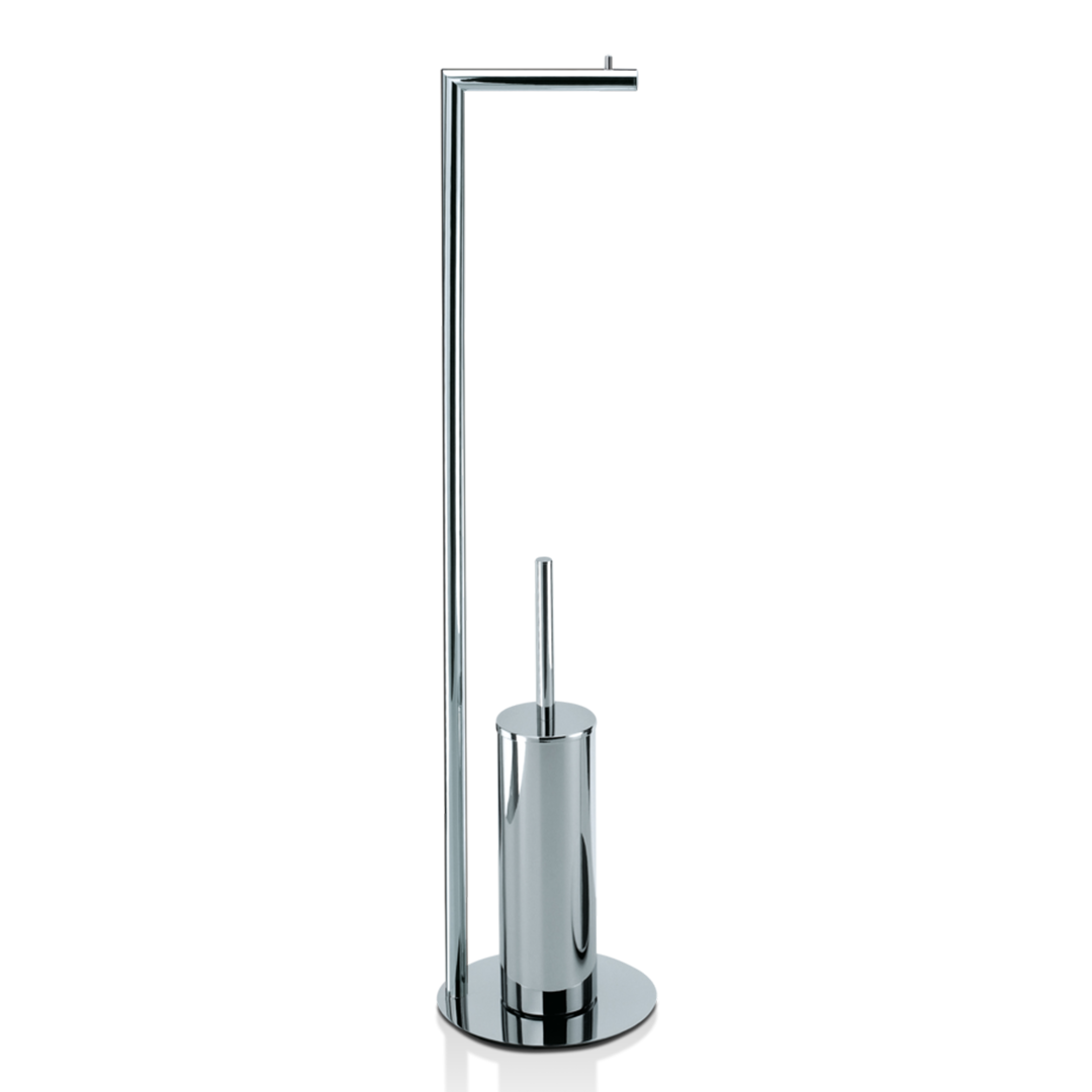 chrome toilet brush set