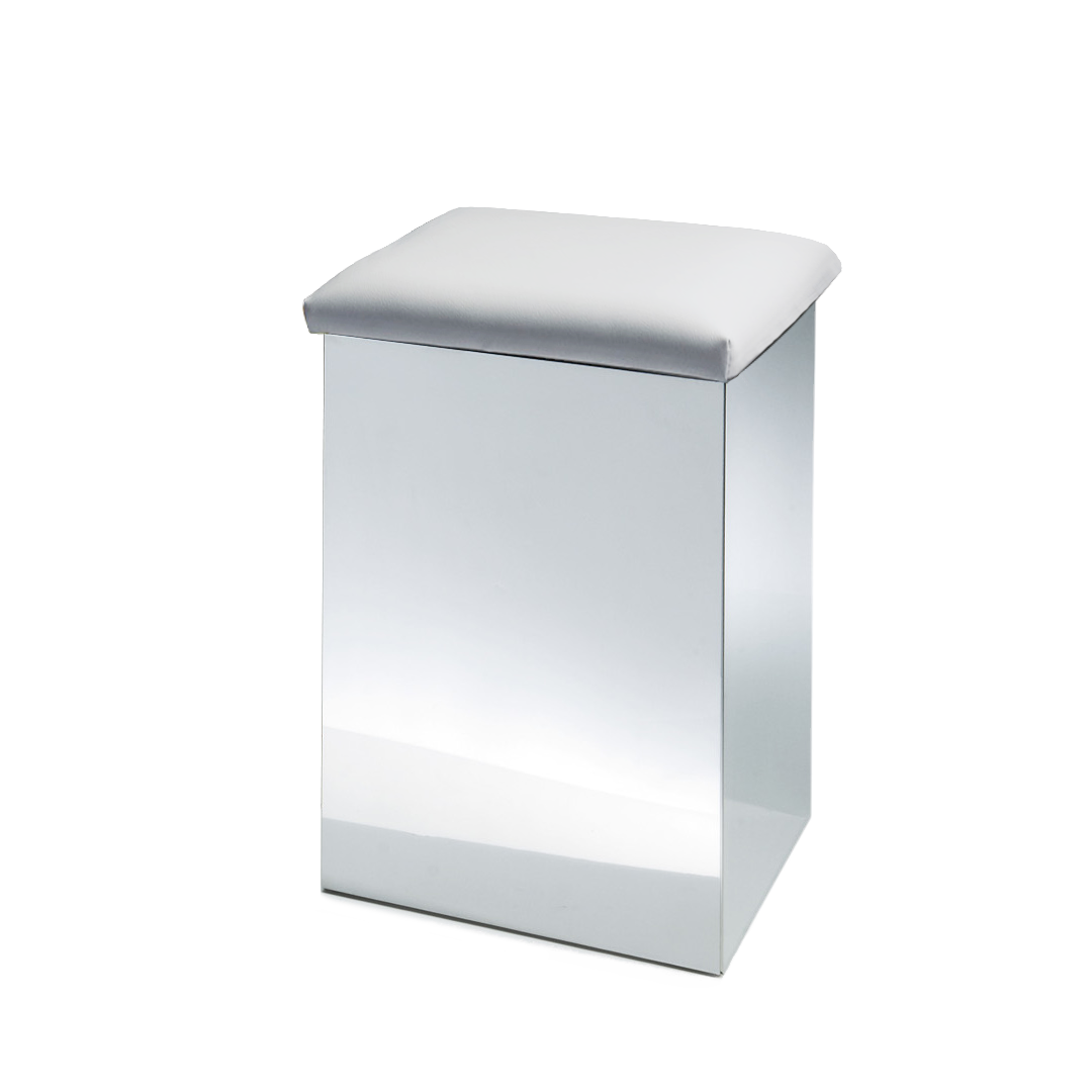 steel polished/white laundry basket