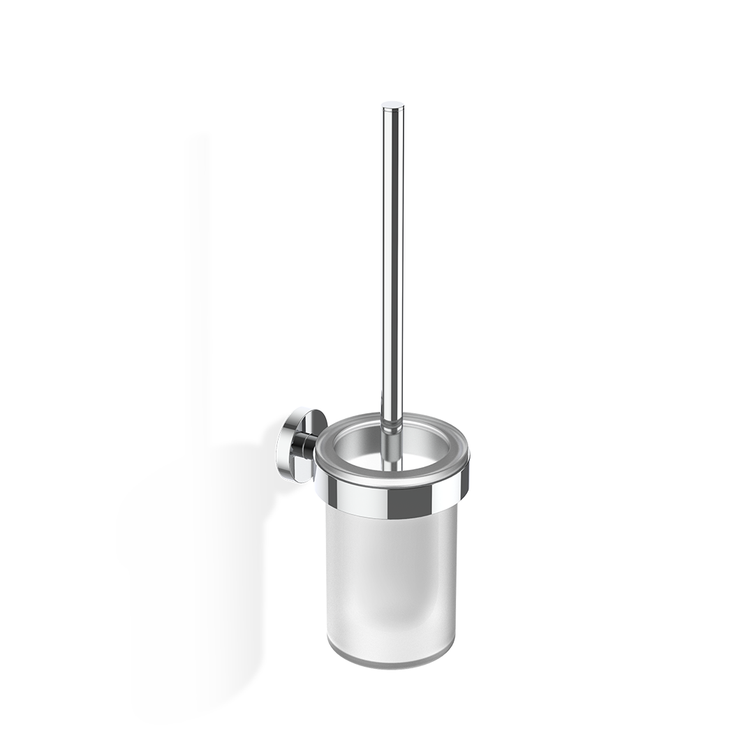 chrome toilet brush set