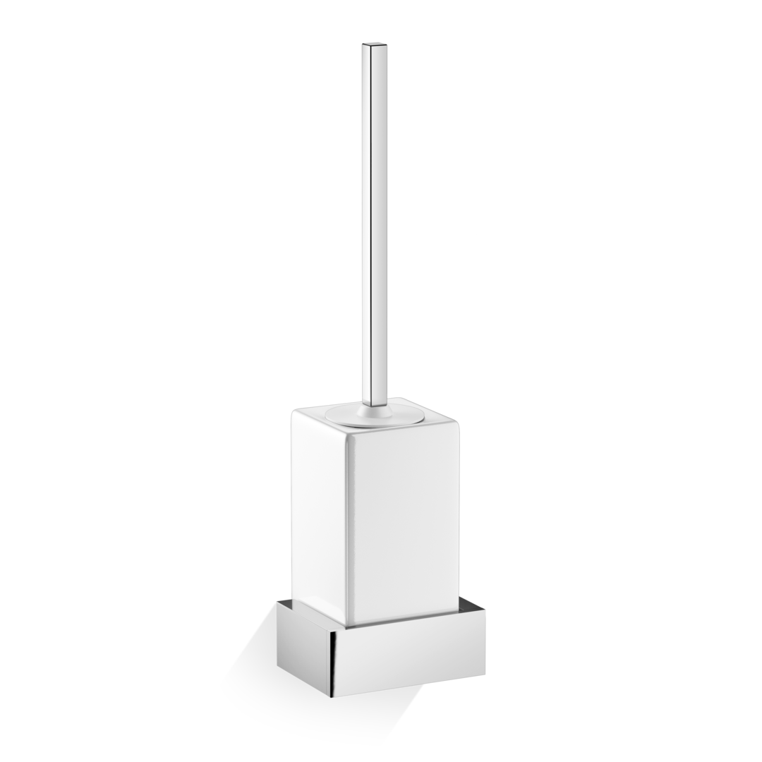 chrome/white toilet brush set