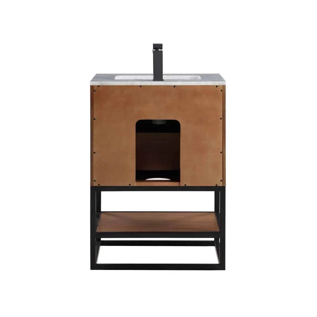 Bemma Terra 24" Single Bathroom Vanity Set Walnut with Matte Black Trim by Bemma