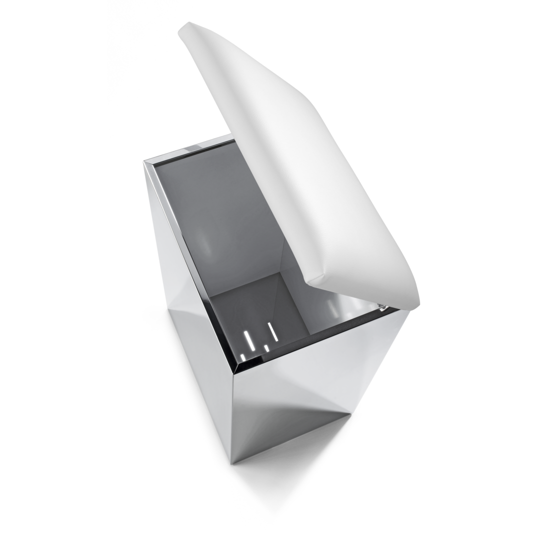 steel polished/white laundry basket