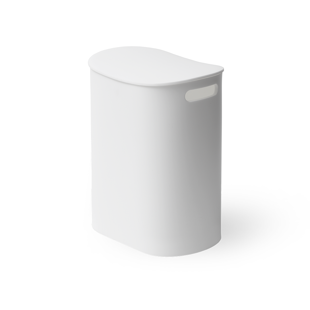 white acrylic laundry basket