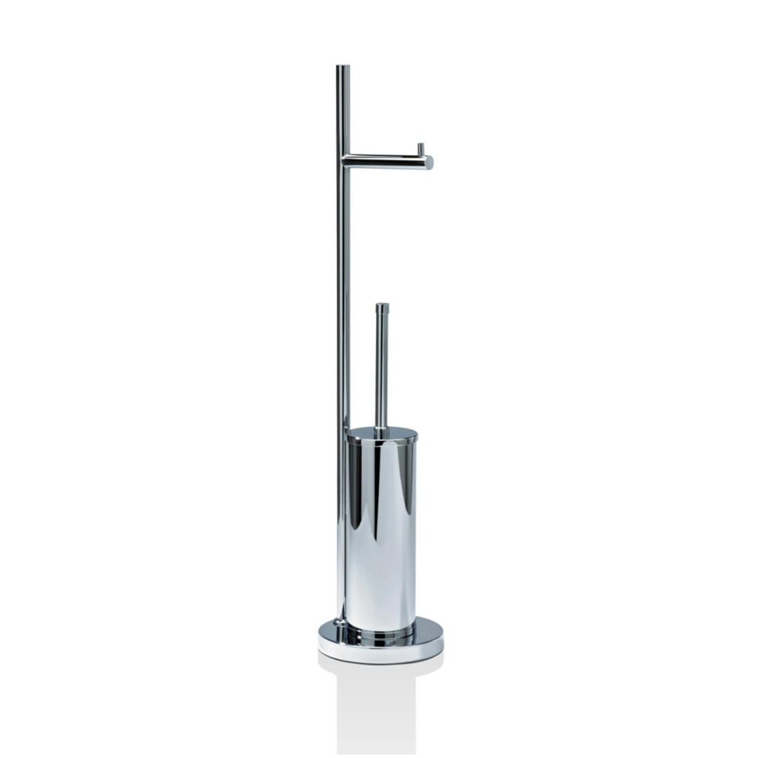 chrome toilet brush set