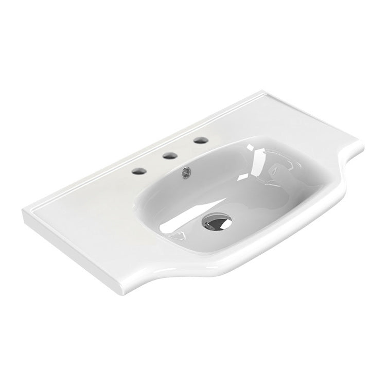 Nameeks CeraStyle 31-3/5" Ceramic Wall Mounted Bathroom Sink with One Faucet Hole - Includes Overflow