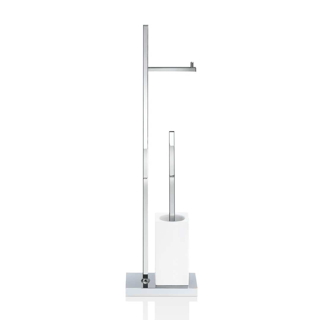 chrome/white toilet brush set
