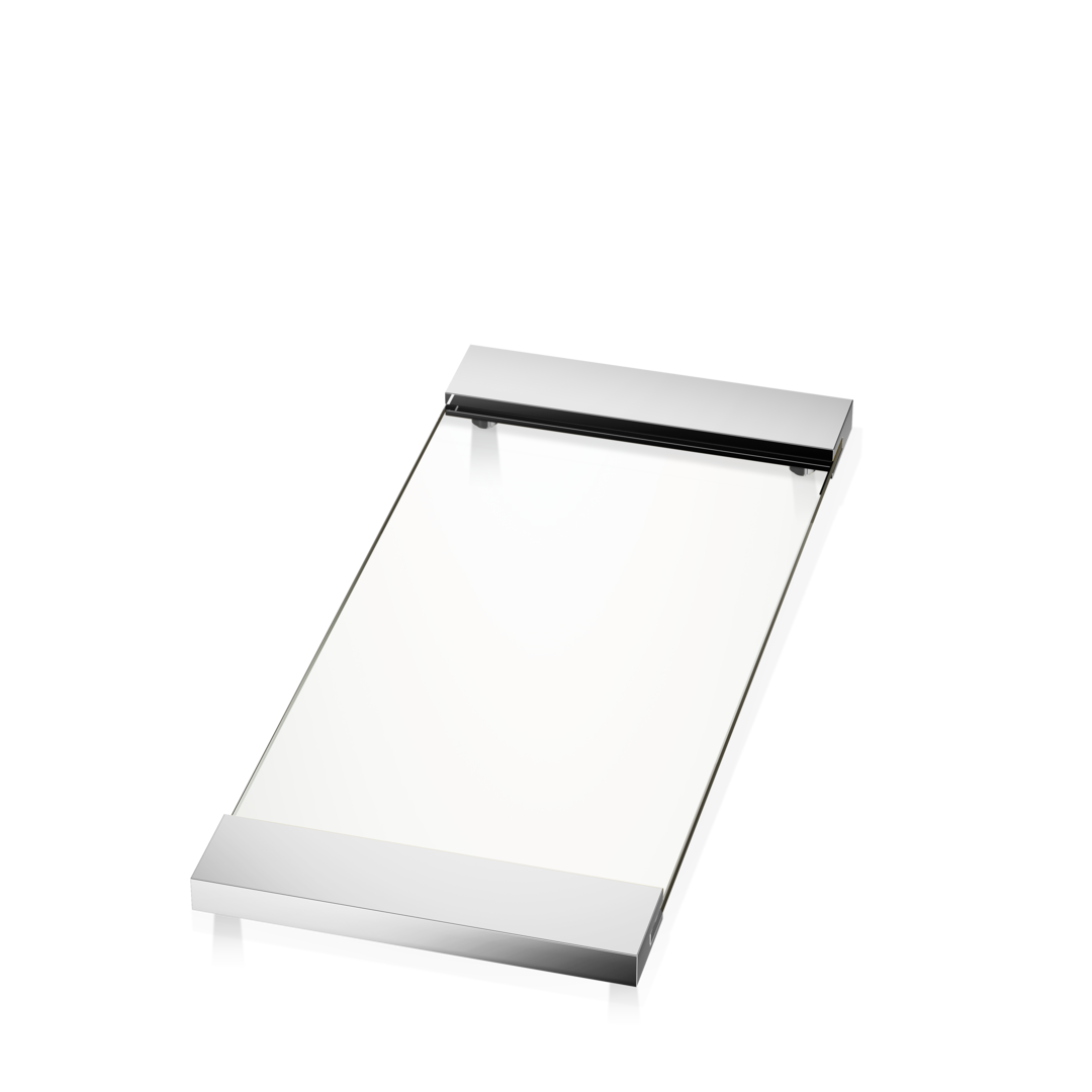 chrome/clear glass large clear glass tray