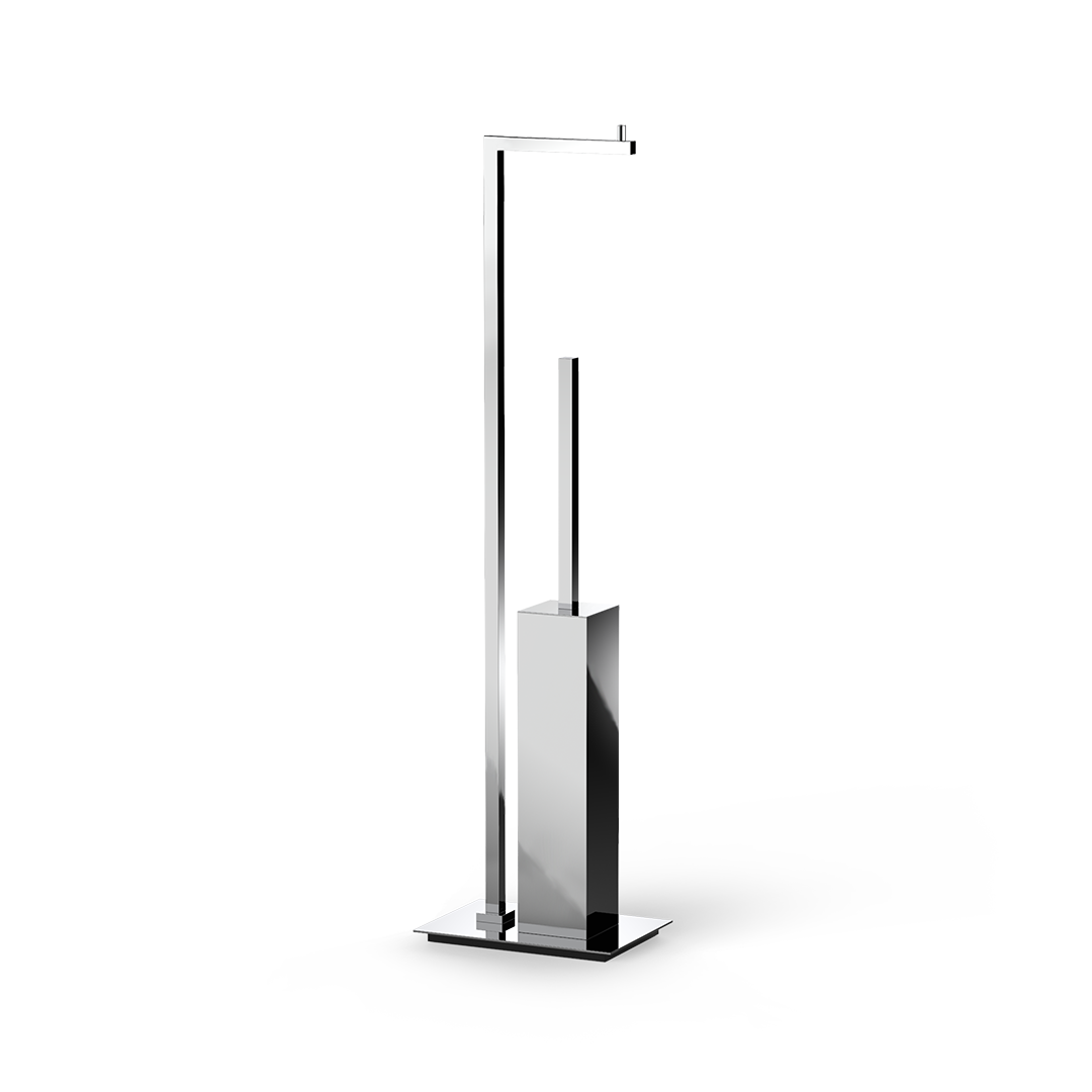 chrome toilet brush set