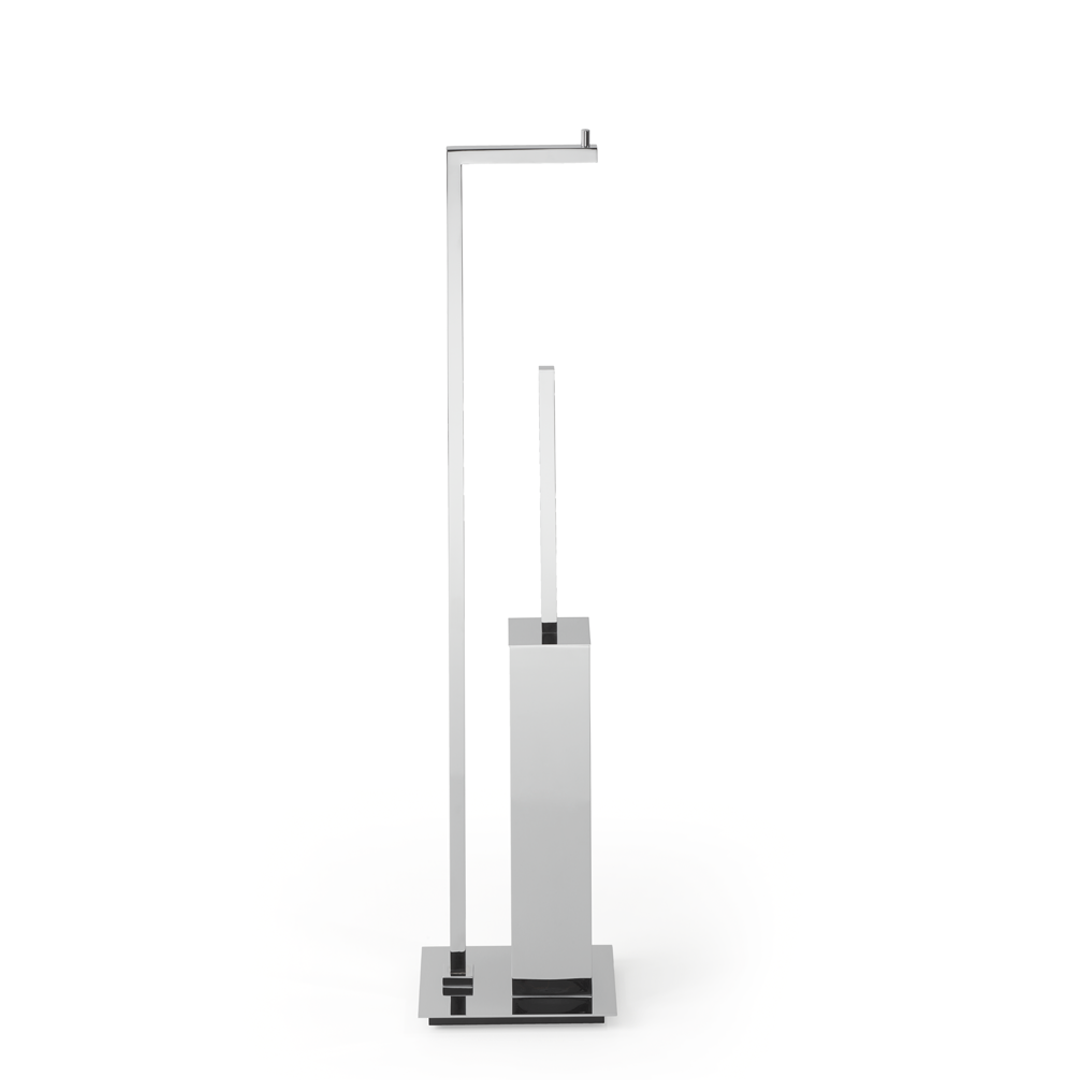 chrome toilet brush set