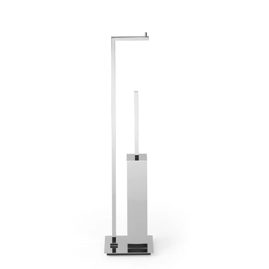 chrome toilet brush set