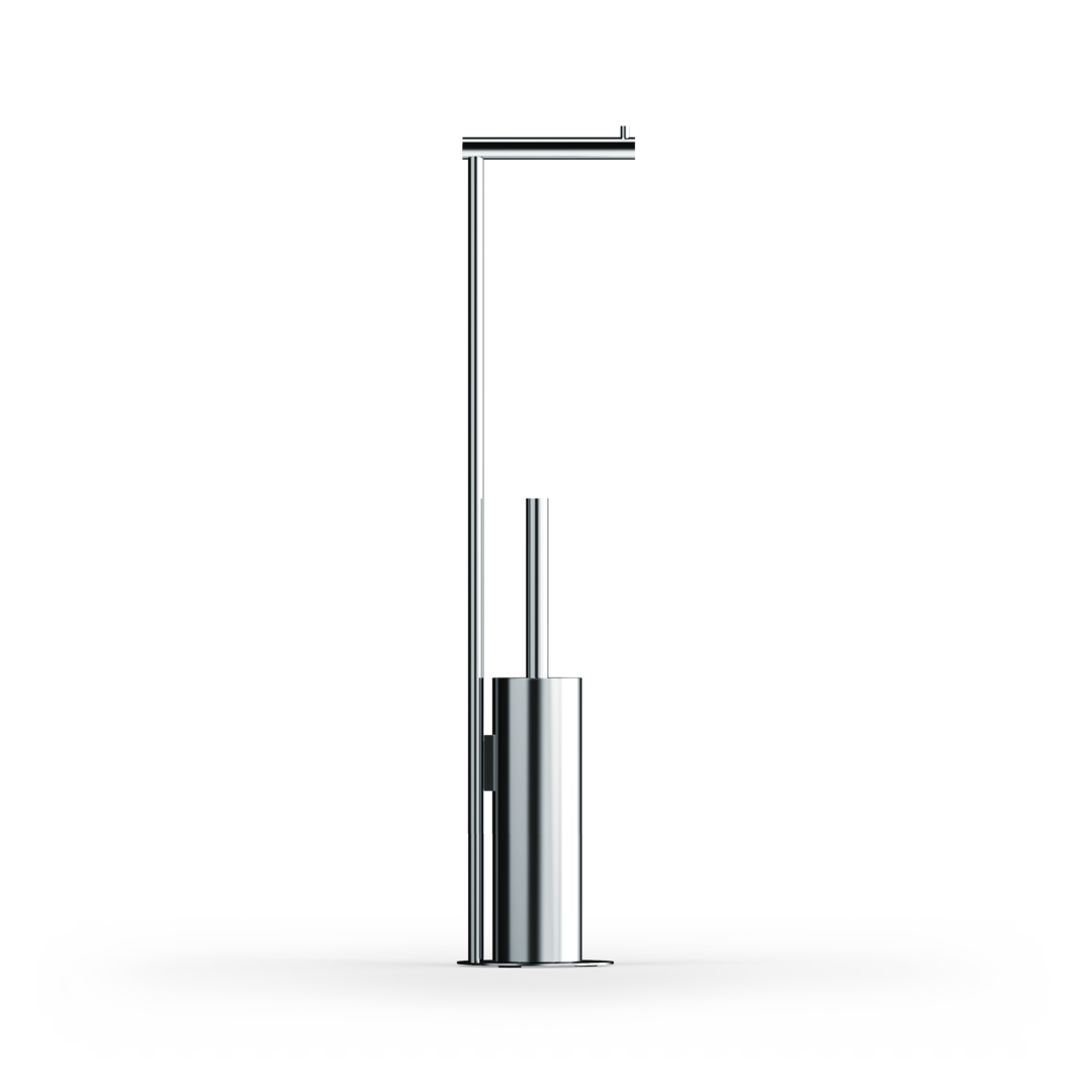 chrome toilet brush set