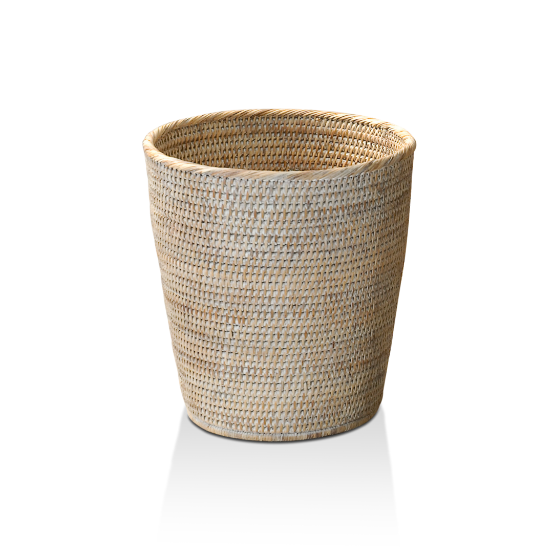 rattan light paper bin round