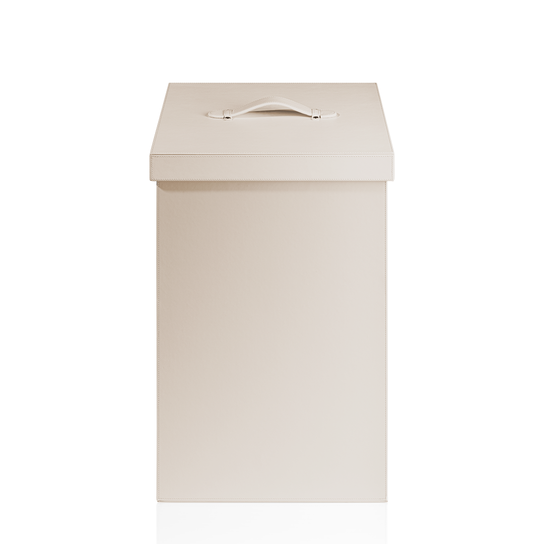 artificial leather beige laundry with cover square