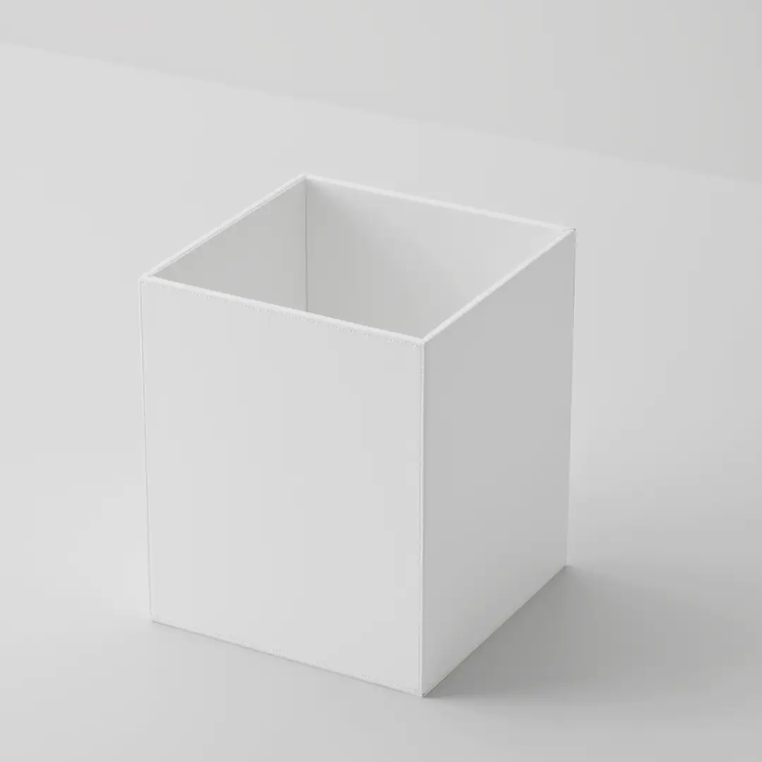 artificial leather white paper bin square