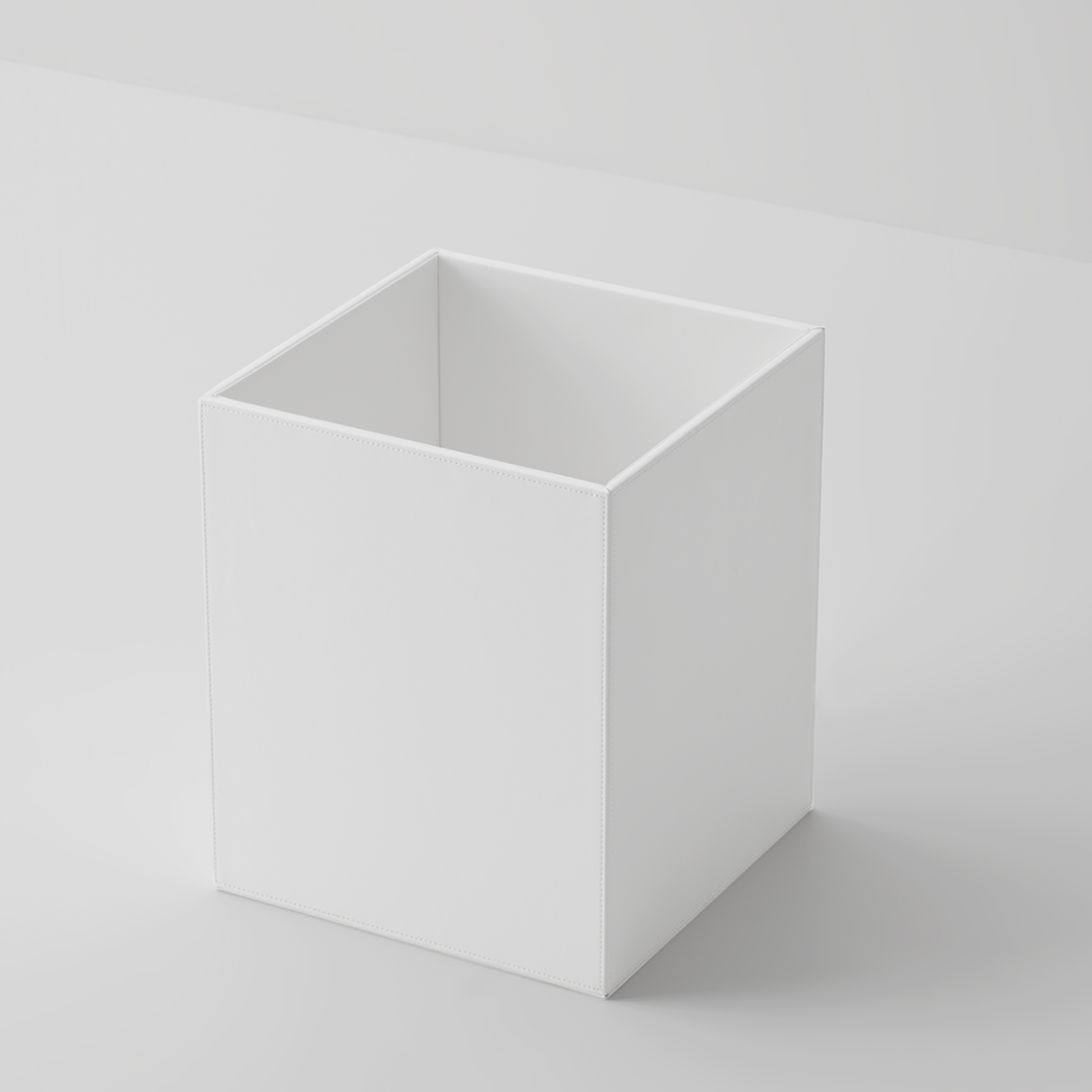 artificial leather white paper bin square