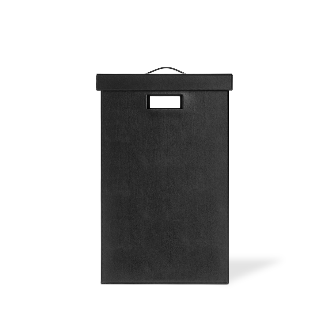 artificial leather black laundry with cover square