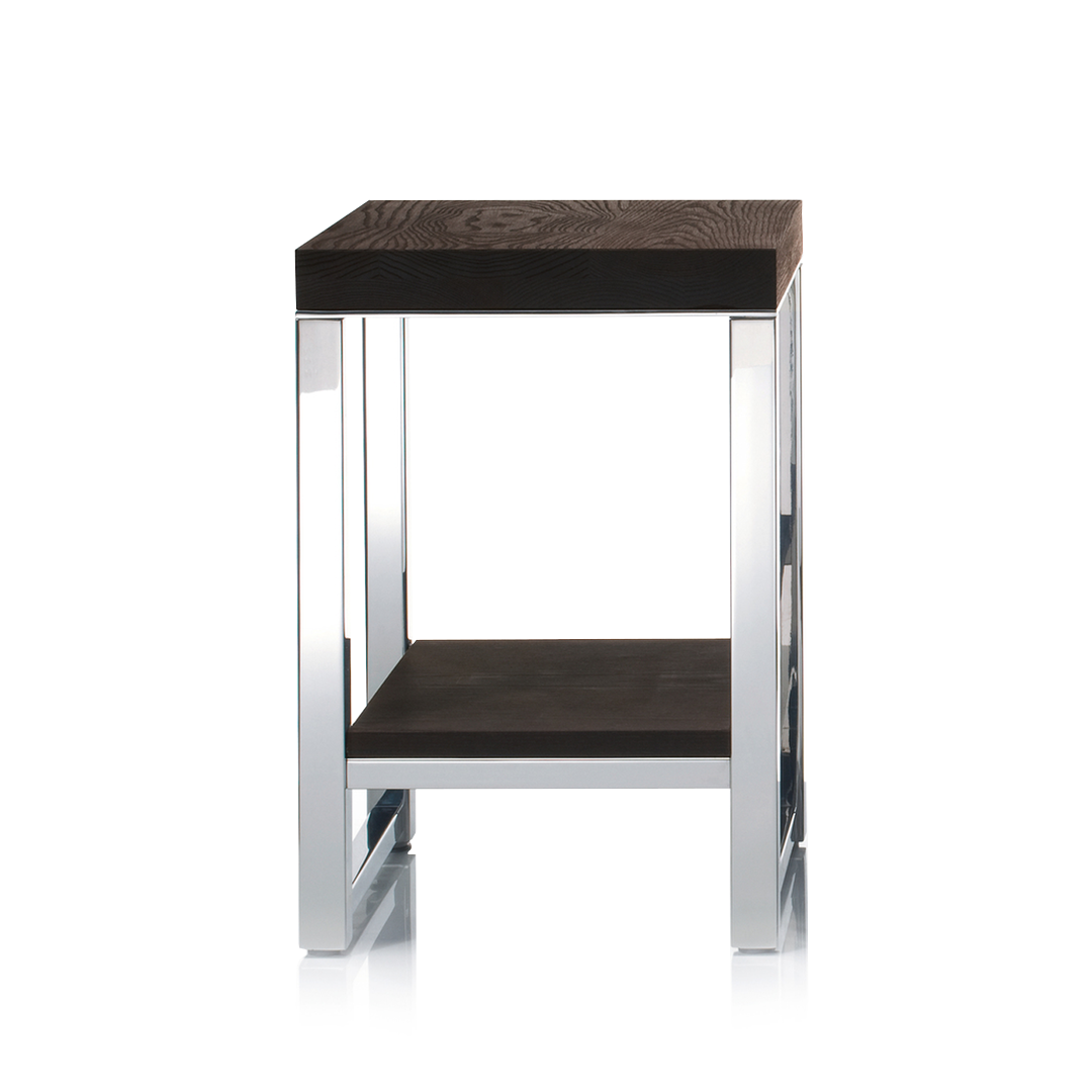 steel polished/ash dark stool with board