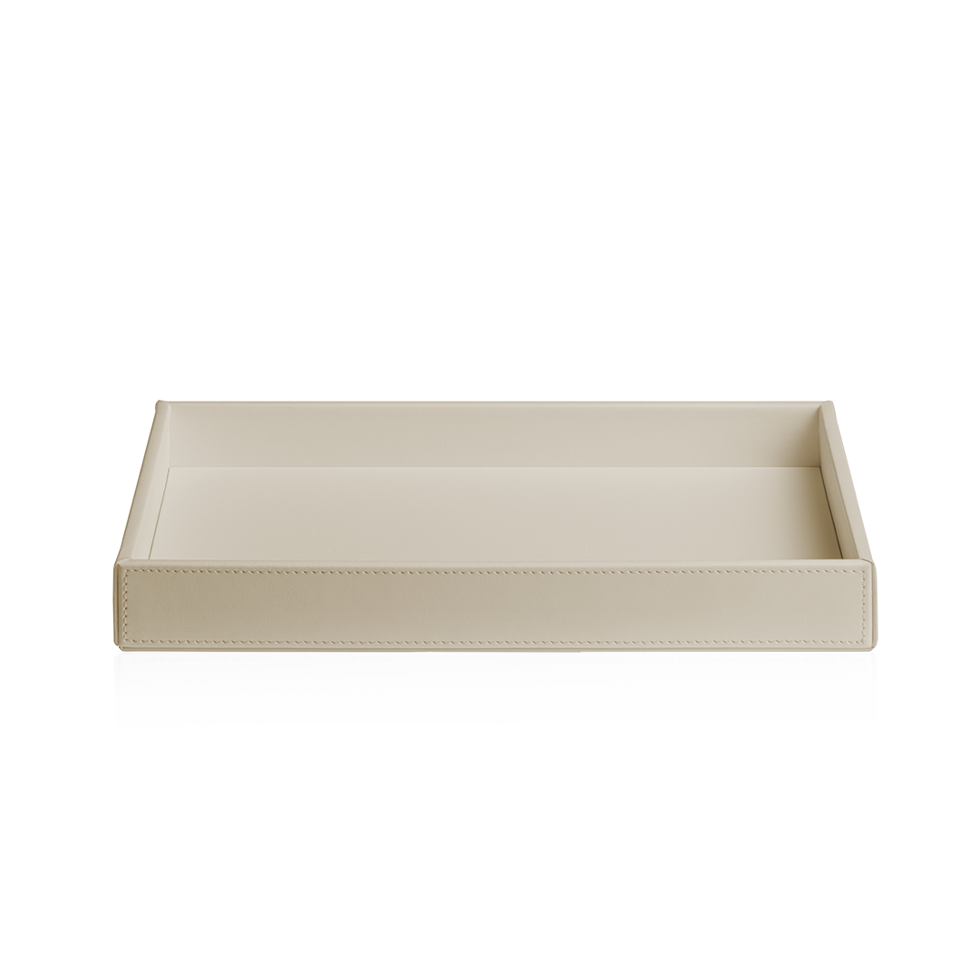artificial leather beige tray large