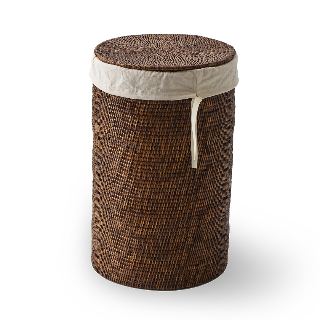 Decor Walther Basket Laundry Basket Round with Cloth Bag