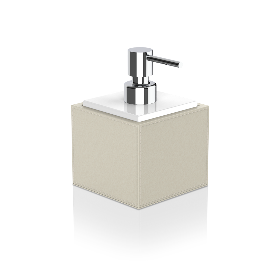 artificial leather beige soap dispenser