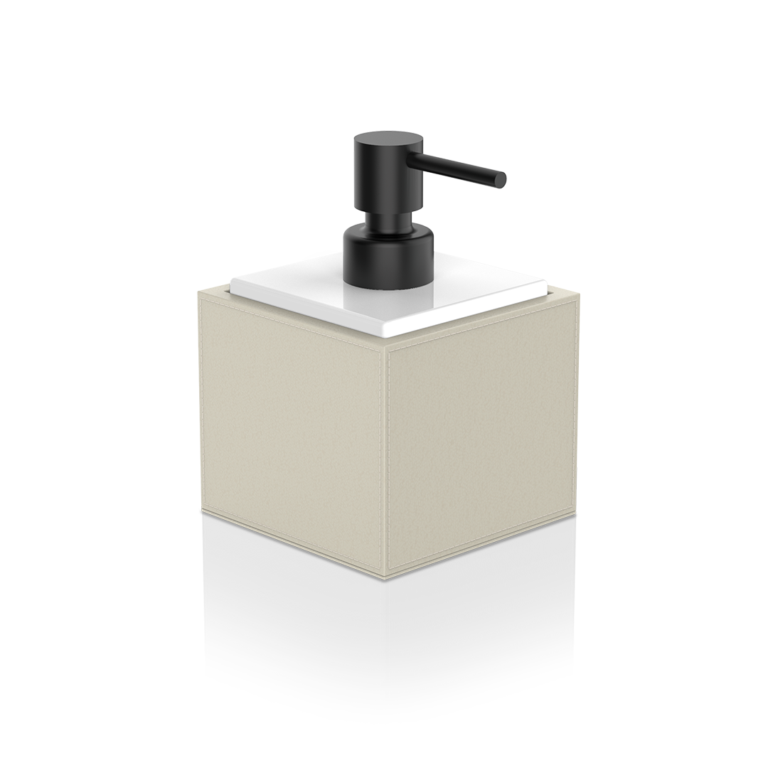 artificial leather beige soap dispenser