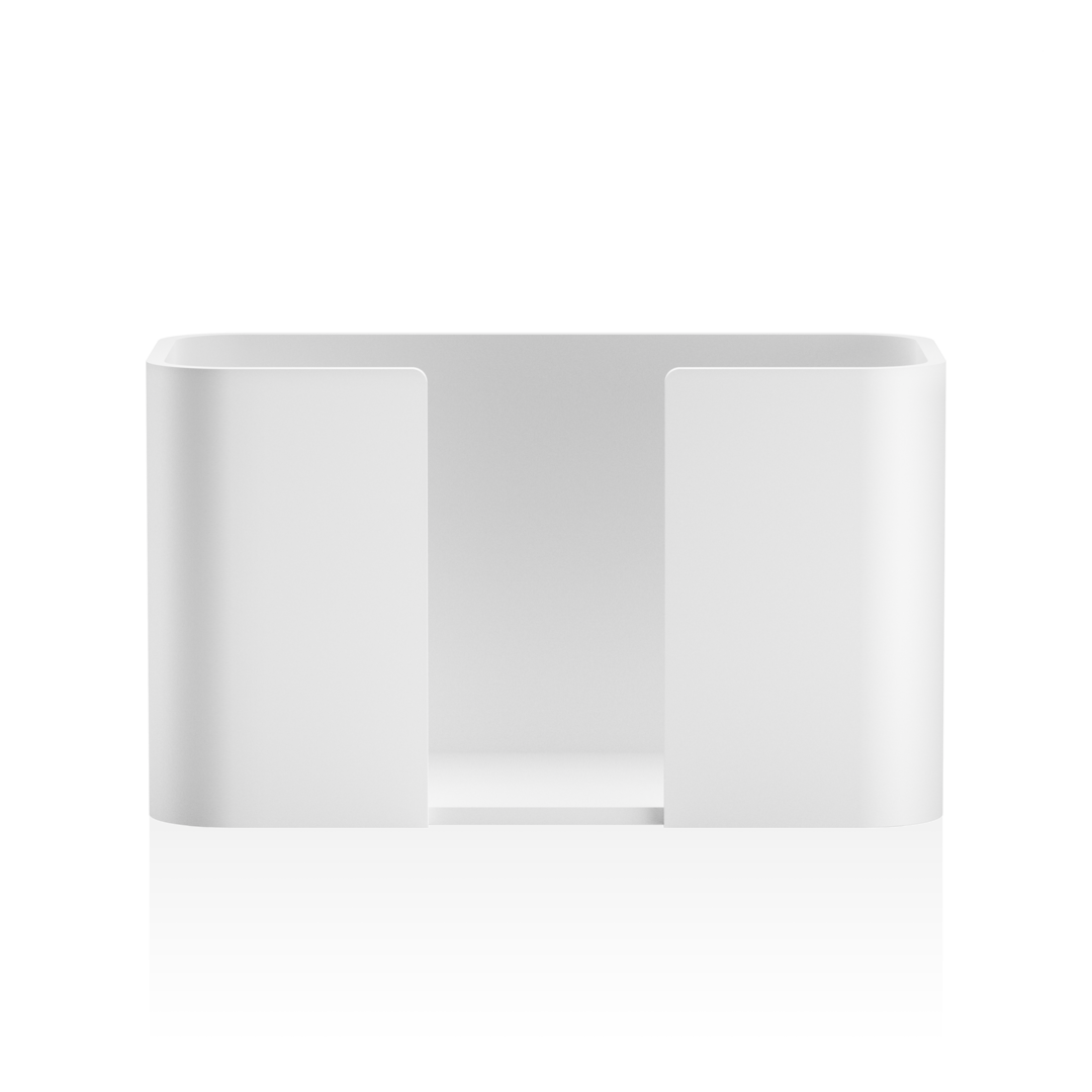 white matte free standing paper towel holder