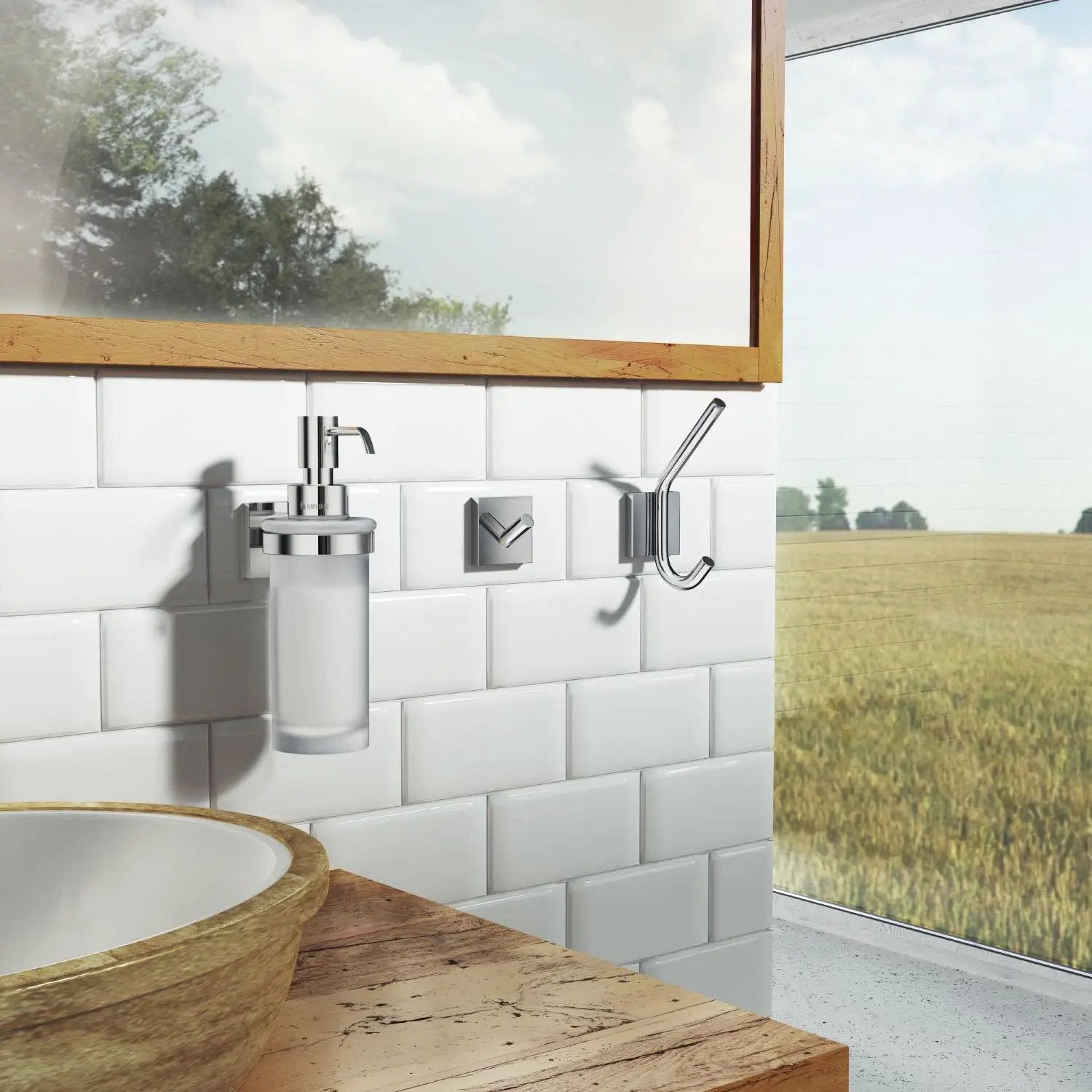 polished chrome soap dispenser
