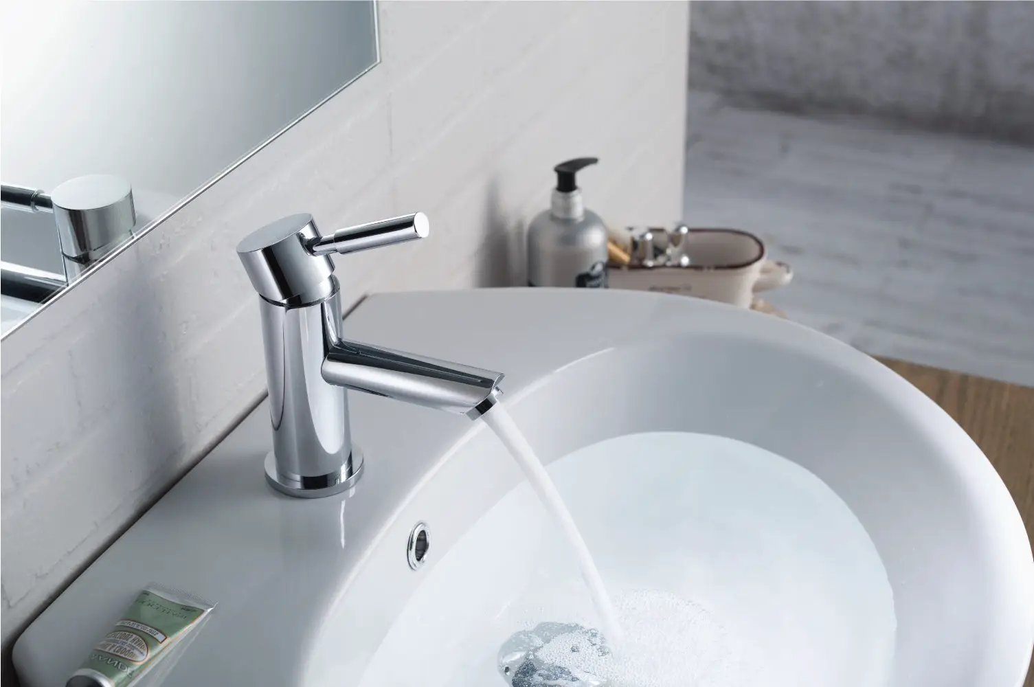 chrome bathroom faucet