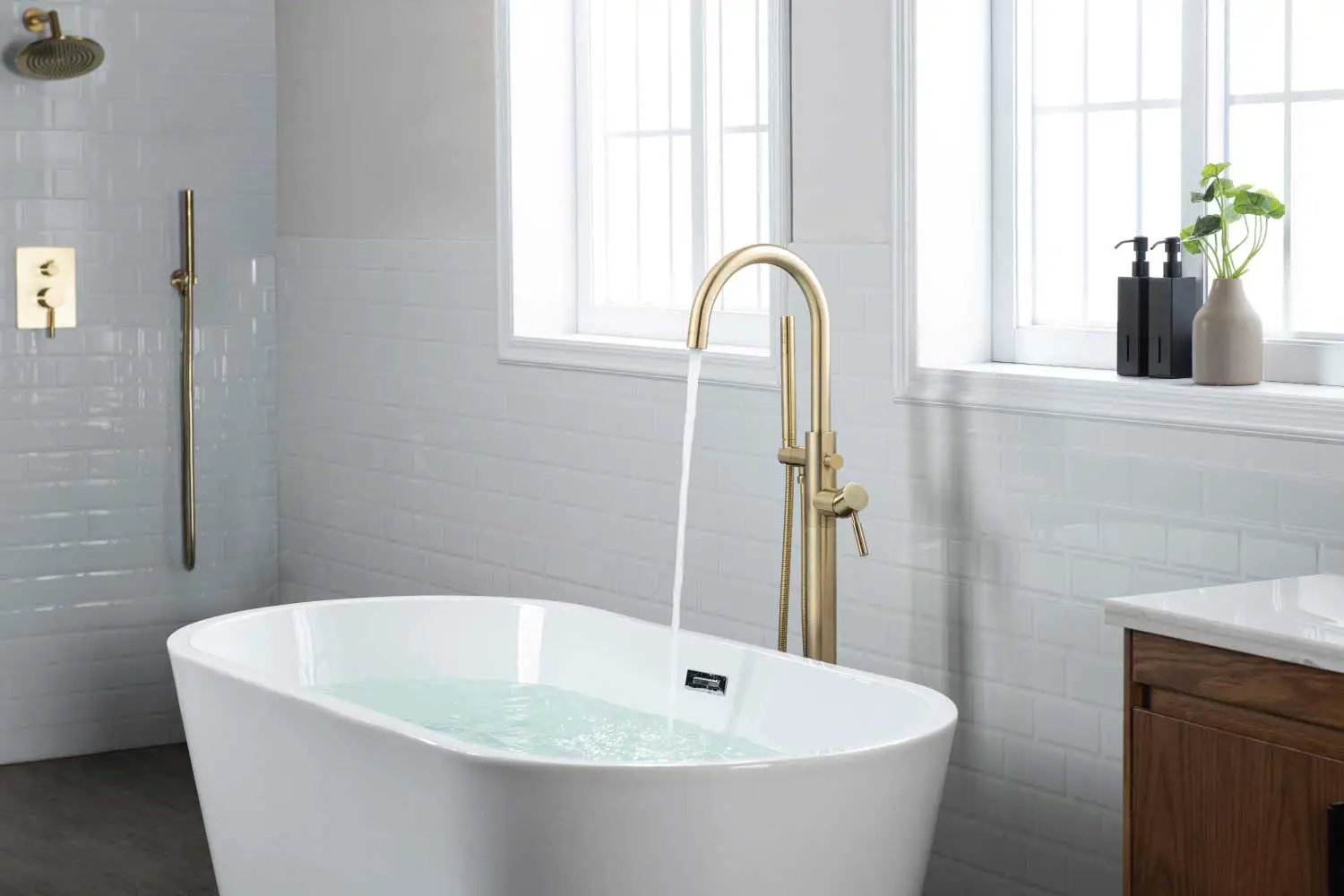 satin brass pvd tub filler