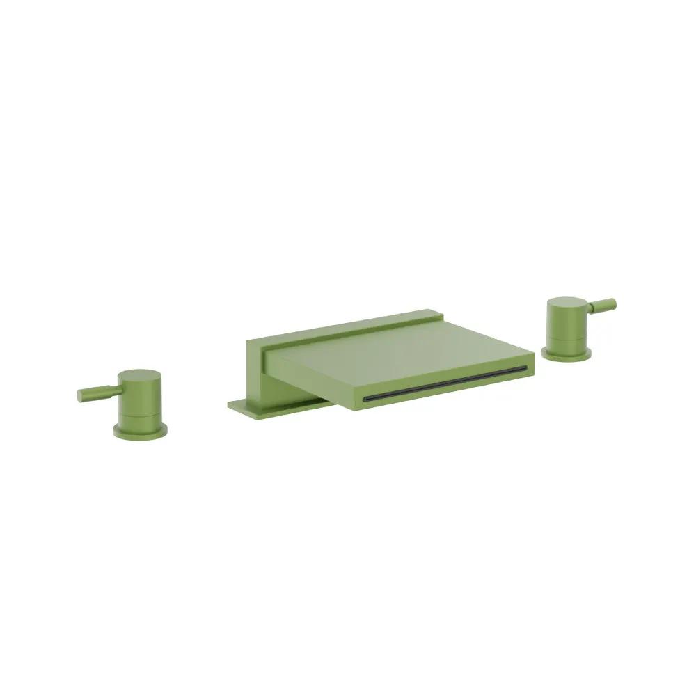 Flusso Serie 100 3 Hole Deck Mount Cascade / Sheet Flow Roman Tub Faucet by Flusso