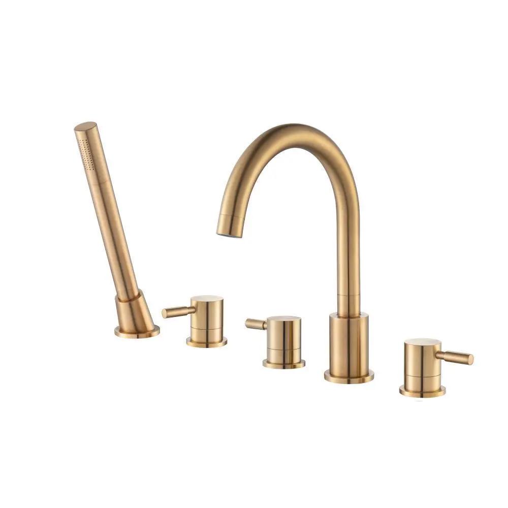 Flusso Serie 100 Five Hole Deck Mounted Roman Tub Faucet with Hand Shower by Flusso