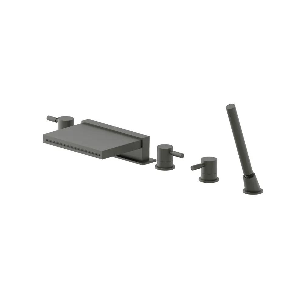 Flusso Serie 100 Five Hole Deck Mounted Cascade Flow Roman Tub Faucet with Hand Shower by Flusso