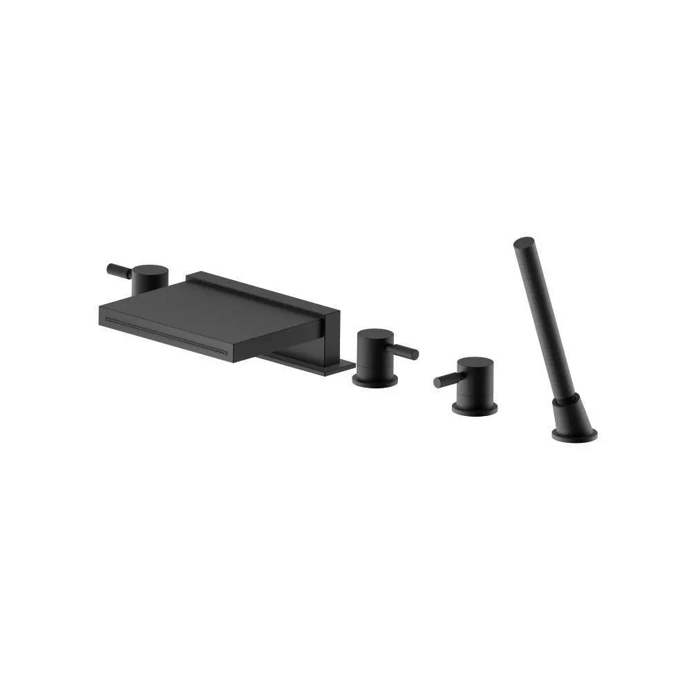 Flusso Serie 100 Five Hole Deck Mounted Cascade Flow Roman Tub Faucet with Hand Shower by Flusso