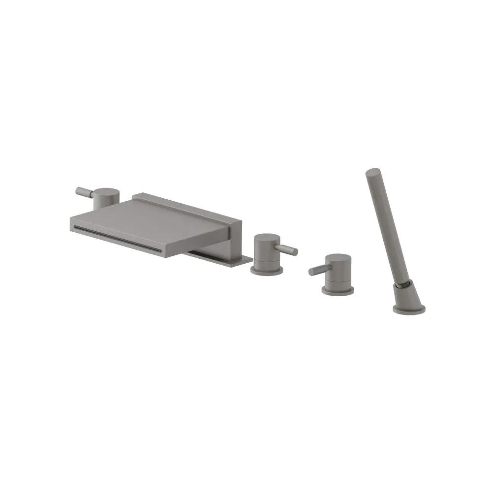 Flusso Serie 100 Five Hole Deck Mounted Cascade Flow Roman Tub Faucet with Hand Shower by Flusso
