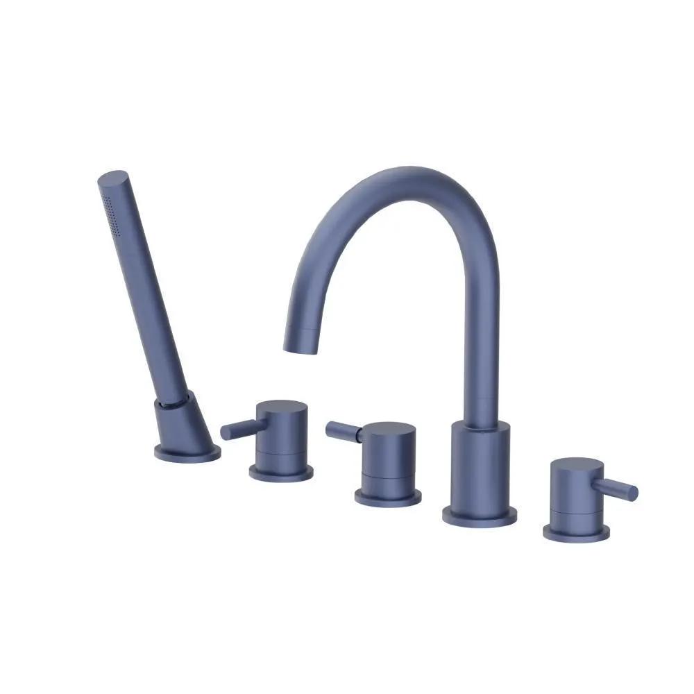 Flusso Serie 100 Five Hole Deck Mounted Roman Tub Faucet with Hand Shower by Flusso