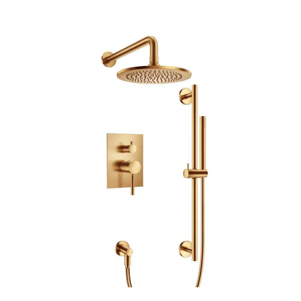 Flusso Serie 100 Two Output Shower Set with Shower Head, Hand Held and Slide Bar by Flusso