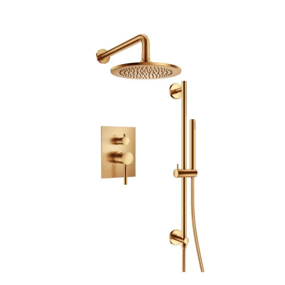 Flusso Serie 100 Two Output Shower Set with Shower Head, Hand Held and Slide Bar by Flusso