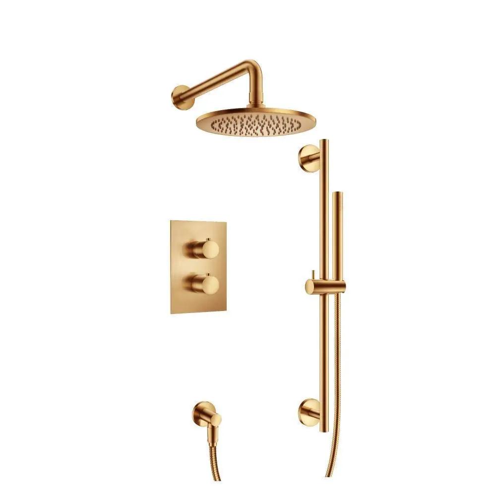 Flusso Serie 100 Two Output Shower Set with Shower Head, Hand Held and Slide Bar by Flusso