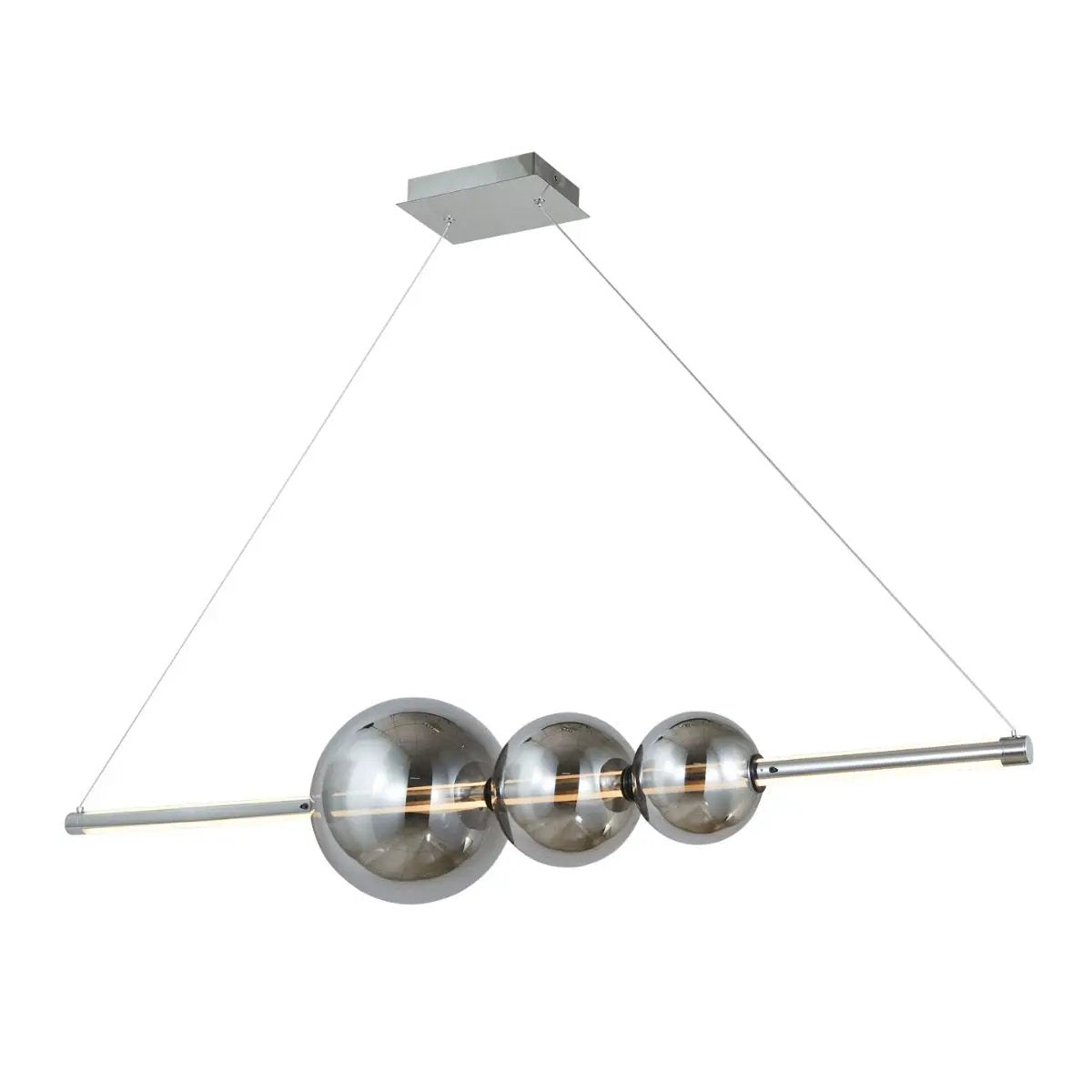 Abra Lighting ORB Linear Bar Pendant with Up-Down Illumination and 3 Glass Orbs by Abra Lighting