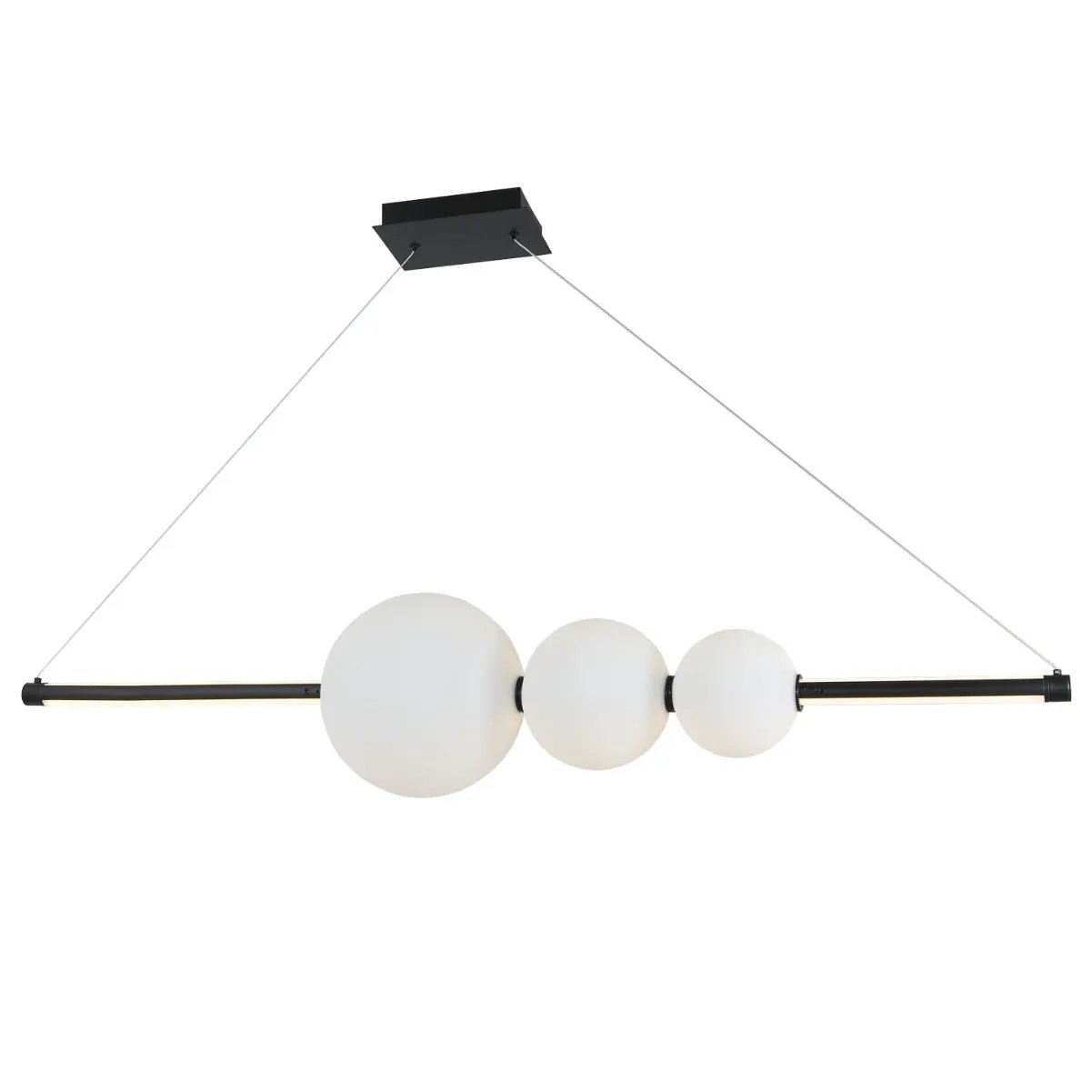 Abra Lighting ORB Linear Bar Pendant with Up-Down Illumination and 3 Glass Orbs by Abra Lighting