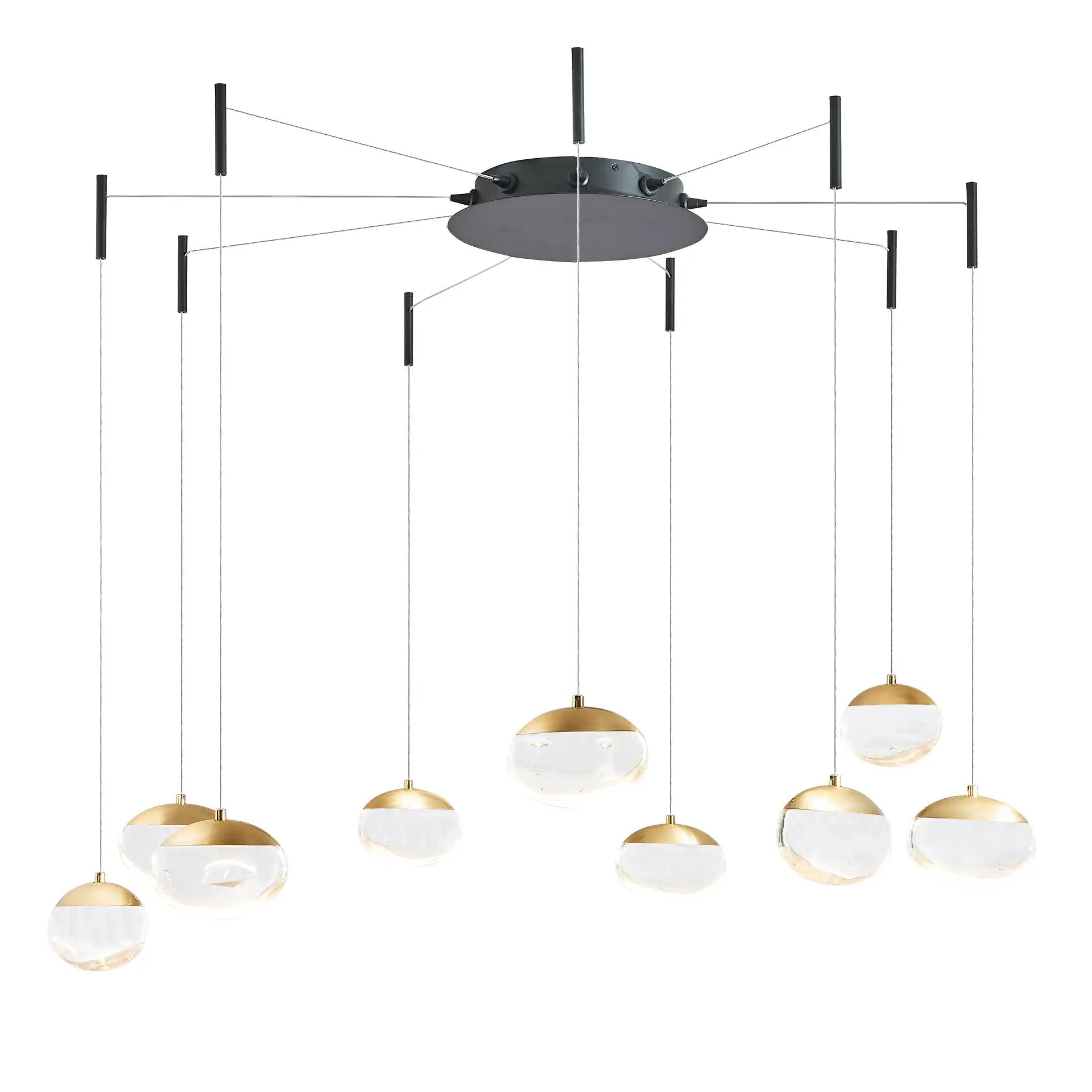 Abra Lighting Athena 9- Light Octopus Pendant with Teardrop Crystal by Abra Lighting