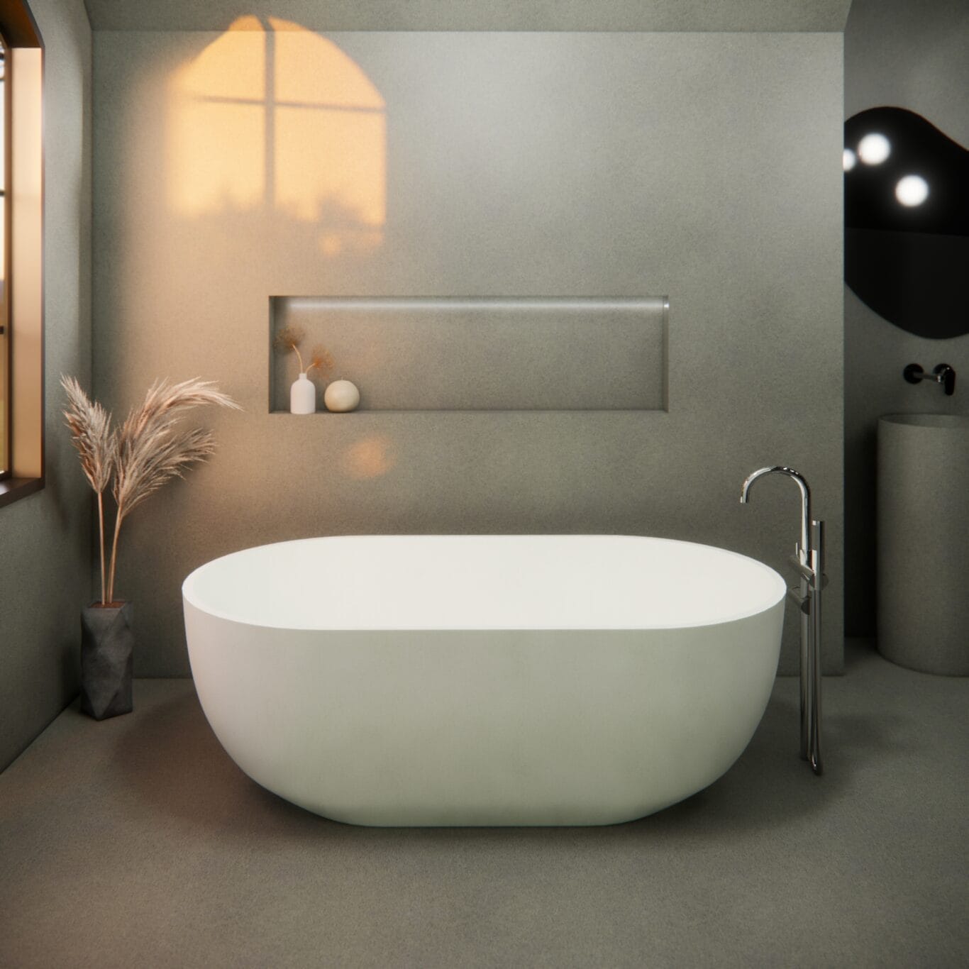 Balux Ola 66 Oval Concrete Freestanding Bathtub by Balux
