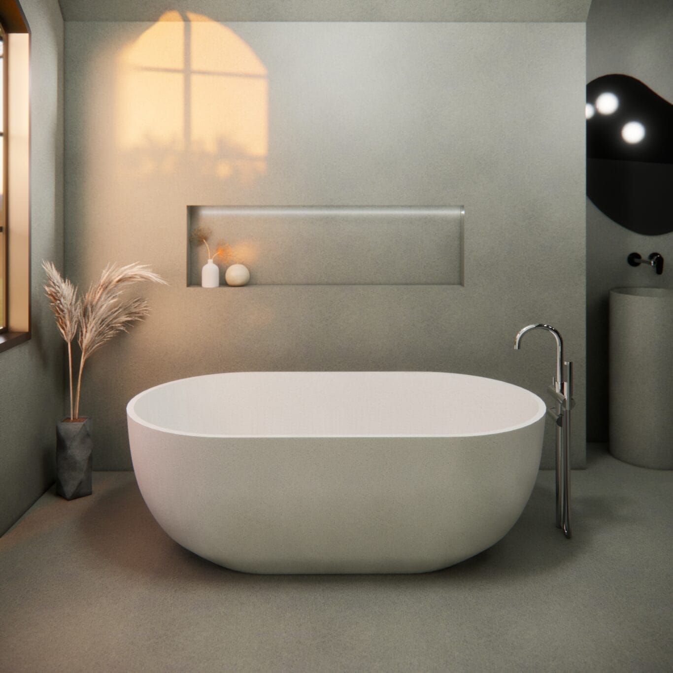 Balux Ola 66 Oval Concrete Freestanding Bathtub by Balux