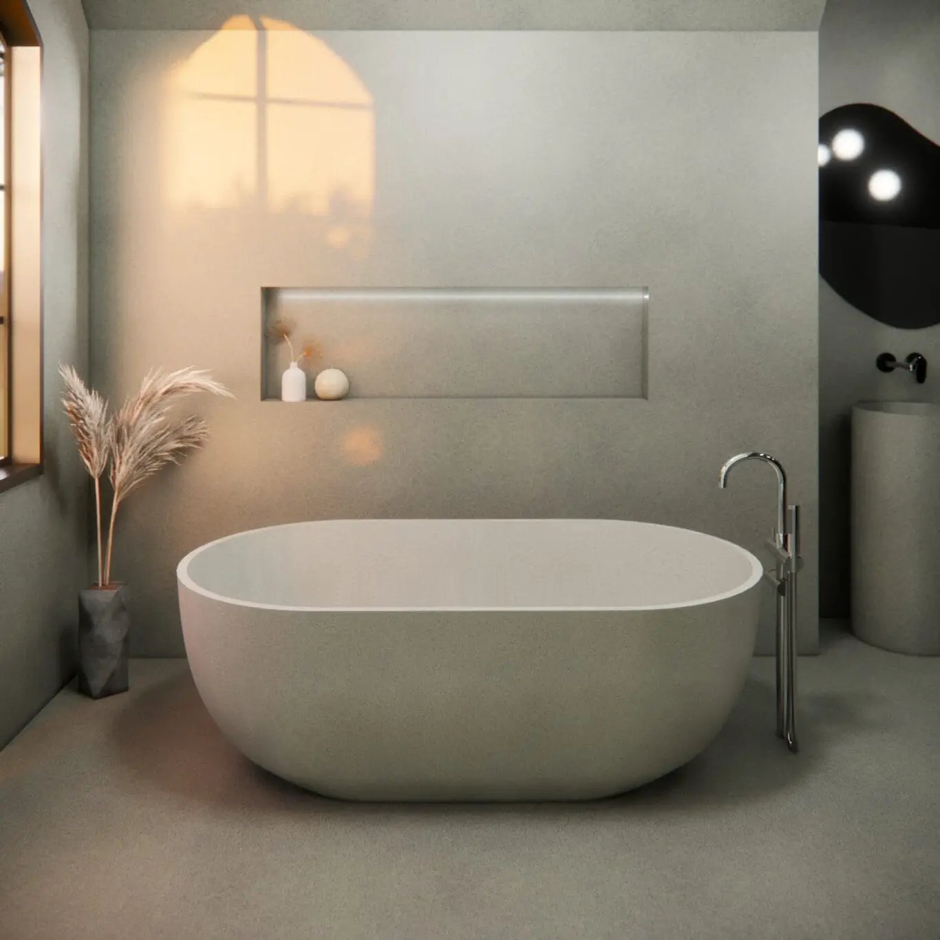 Balux Ola 66 Oval Concrete Freestanding Bathtub by Balux