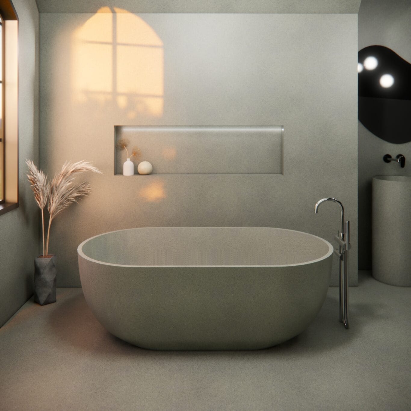Balux Ola 66 Oval Concrete Freestanding Bathtub by Balux