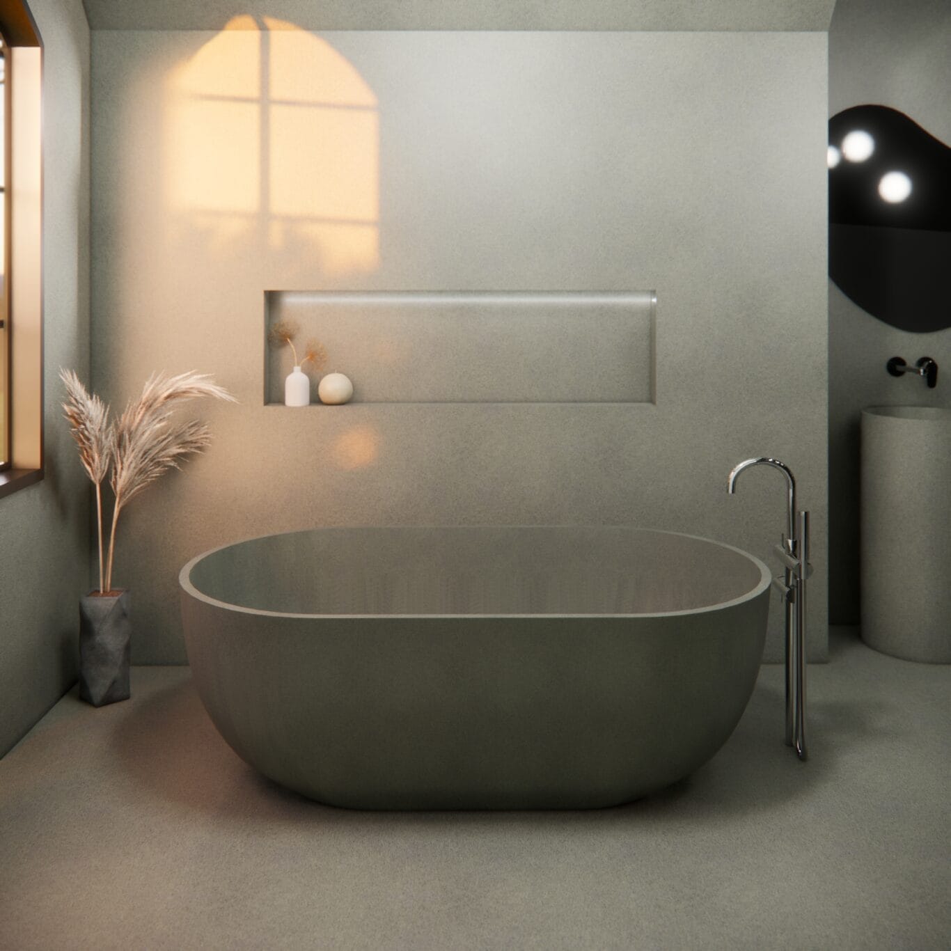 Balux Ola 66 Oval Concrete Freestanding Bathtub by Balux